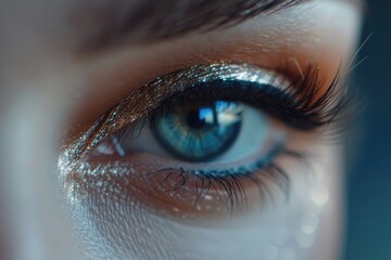 Wall Mural - Close-up shot of a person's blue eye, perfect for medical or beauty concept designs