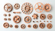 Top view background  of wooden gears and mechanisms.