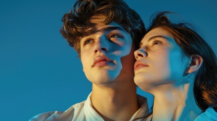 Aufkleber - A man and a woman standing side by side. Suitable for various concepts and projects