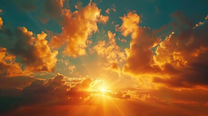 Poster - Sun shining through clouds, perfect for nature backgrounds