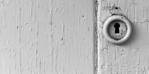 Poster - Detailed shot of a keyhole on a door. Suitable for security concepts