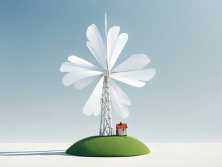 Wall Mural - wind turbine of white flower