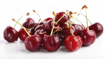 Poster - Juicy cherries on a clean white background, perfect for food and healthy eating concepts