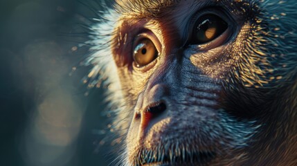 Aufkleber - Close up of a monkey's face with a blurry background. Suitable for nature and wildlife concepts