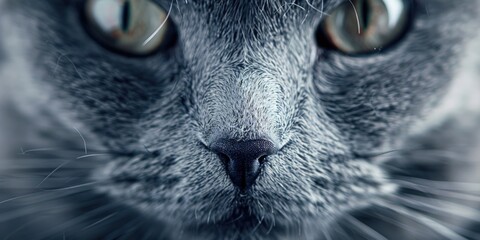 Canvas Print - A close up of a gray cat's face, perfect for pet lovers and animal enthusiasts