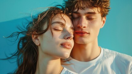 Poster - A man and a woman posing for a picture, suitable for various concepts and designs