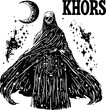 The enigmatic presence of Khors, draped in a cloak of stars, captures the mystique of night skies in Slavic myth.