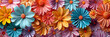 seamless pattern featuring a 3D illustration of colorful flowers , resembling a paper quill pattern .