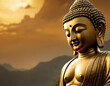 Golden Buddha Statue With Copy Space, Ai Illustration