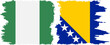 Bosnia and Herzegovina and Nigeria   grunge flags connection vector