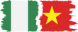 Vietnam and Nigeria   grunge flags connection vector