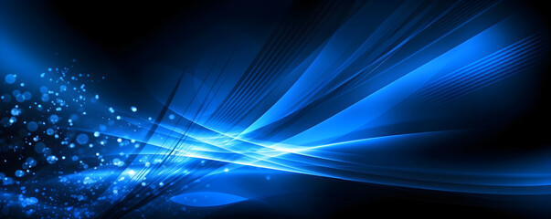 Leinwandbilder - Abstract dark blue background with light waves and geometric structures. Graphical representation of the ultrasound.	