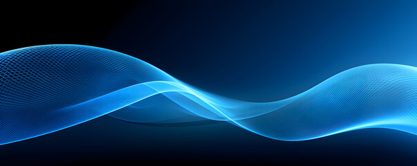 Leinwandbilder - Abstract dark blue background with light waves and geometric structures. Graphical representation of the ultrasound.