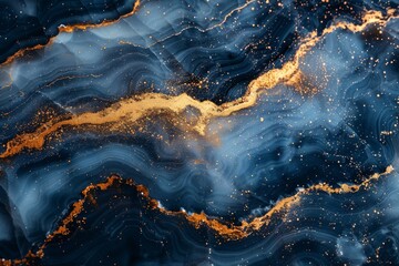 Poster - Close-up of the intricate blue and gold marble showcasing the details and the depth of the high-quality stone design