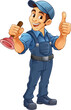 Plumber Plunger Tool Cartoon Plumbing Man Handyman