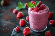 Indulge in a healthy berry yogurt shake, brimming with freshness and sweet flavors.