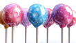Gourmet Watercolor Lollipops - Glossy Spherical Confections in Vibrant Pastel Hues