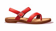 Red leather summer sandal isolated on white background