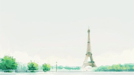 Wall Mural - Vector Art of Eiffel Tower in Pastel Colors 