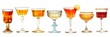 Isolated Set of Retro Cocktail Glasses