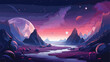 Space planet background cartoon game vector landsca