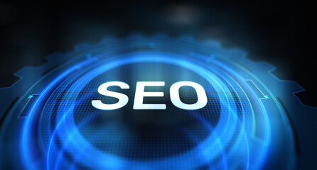 Wall Mural - seo - search engine optimisation, digital internet marketing concept on virtual screen.
