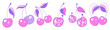 Cute cherry set y2k 90s style. Berry girly icon for card, sticker, print design. Pink glamour vector illustration