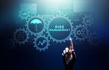 Fototapeta Panele - Risk management forecasting evaluation financial business concept on virtual screen.