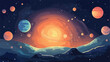 Starry outer space .. 2d flat cartoon vactor illustration