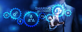 Fototapeta Panele - Sharing economy rental rent business innovation technology concept.