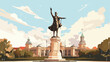 Statue of history in Melbourne 2d flat cartoon vact