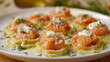 Gourmet smoked salmon ravioli topped with cheese and dill, traditional argentine cuisine
