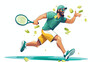 Swedish krona illustration as a tennis player  char