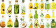Cooking oil bottles. Illustration bottle olive or avocado oil