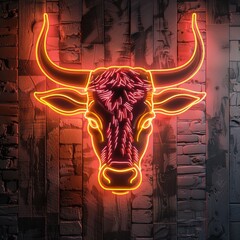 Sticker - a neon sign of a bull head