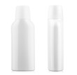 White plastic bottle for shampoo or mouthwash isolated on white background. Two angles.