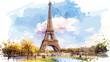 The Eiffel Tower is a wrought iron lattice tower on