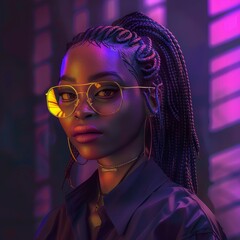 Wall Mural - a woman with braids and glasses