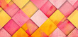 **: Playful arrangement of coral squares merging seamlessly with mustard yellow triangles on a vibrant vector background.