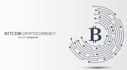 Poster - Bitcoin cryptocurrency digital technology on circuit board abstract background. design for Cryptocurrency, digital money, technology and economics. blockchain digital technology. Vector illustration