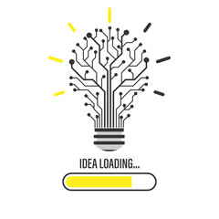 Poster - Light bulb circuit, idea loading, Innovation abstract background. Creative idea, patent, solution, future technology concept. Business Inspiration, Brainstorming, Creativity. Vector and illustration.