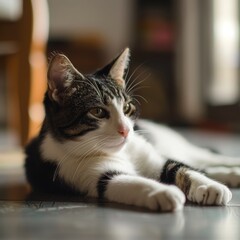 Poster - a cat lying on the floor