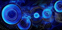  Electric Blue Circles Pulsating On A Vibrant Groovy Geometric Canvas,