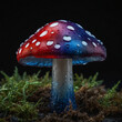 Vibrant Mushroom with Dew Drops in Autumn Forest