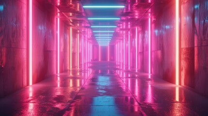 Leinwandbilder - Neon lights background. Bright neon lines background. Artificial intelligence. Abstract illustration.