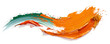  Abstract orange and green splash varnish brush stroke oil paint smear line on white background. generative ai