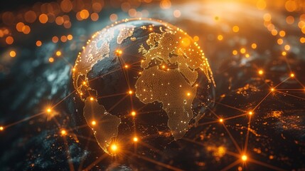 Aufkleber - Concept of global network or communication world, graphic of dotted globe