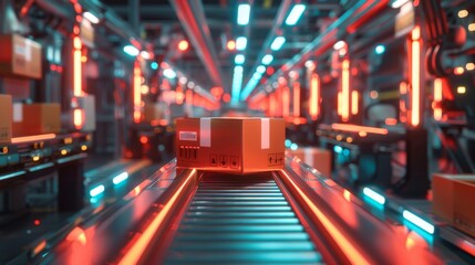Aufkleber - A high-tech package delivery system, online shopping, an automated logistics management concept ...