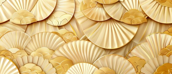Aufkleber - A Japanese pattern modern used for packaging designs on a gold geometric background.