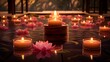 scène zen, bougies  et nénuphar, bien-être, relaxation et spa, généré par IA